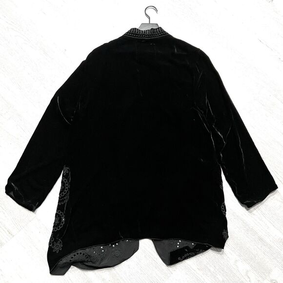 Johnny Was Tinasha velvet draped cardigan/kimono in black Size XS - Picture 2 of 5